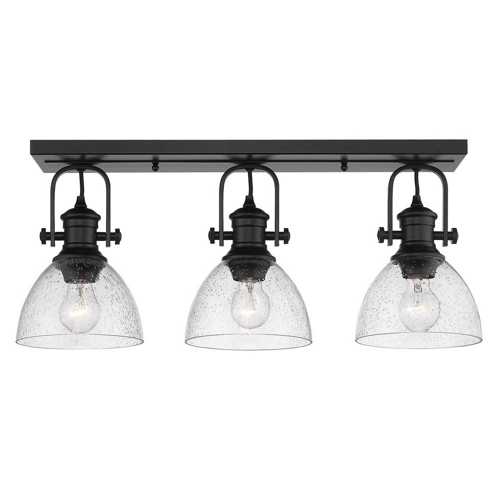 Golden Lighting Hines 7 In Black With Seeded Gl 3 Light Semi Hines 7 In Black With Seeded Gl