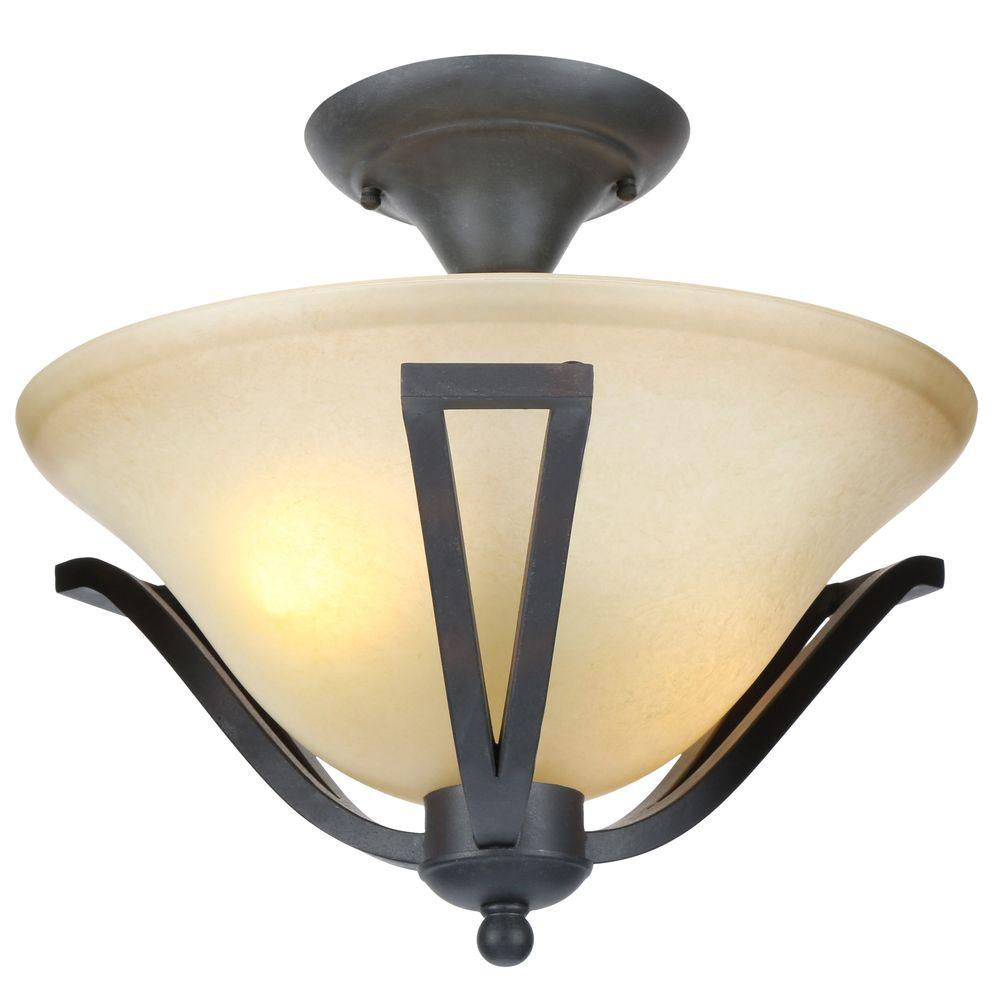 Commercial Electric 13 In 2 Light Rustic Iron Semi Flush Mount With Antique Ivory Gl Shade Commercial Electric 13 In 2 Light Rustic Iron Semi Flush Mount With Antique Ivory Gl Shade