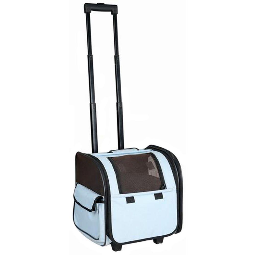 Blue Wheeled Travel Pet Carrier with 