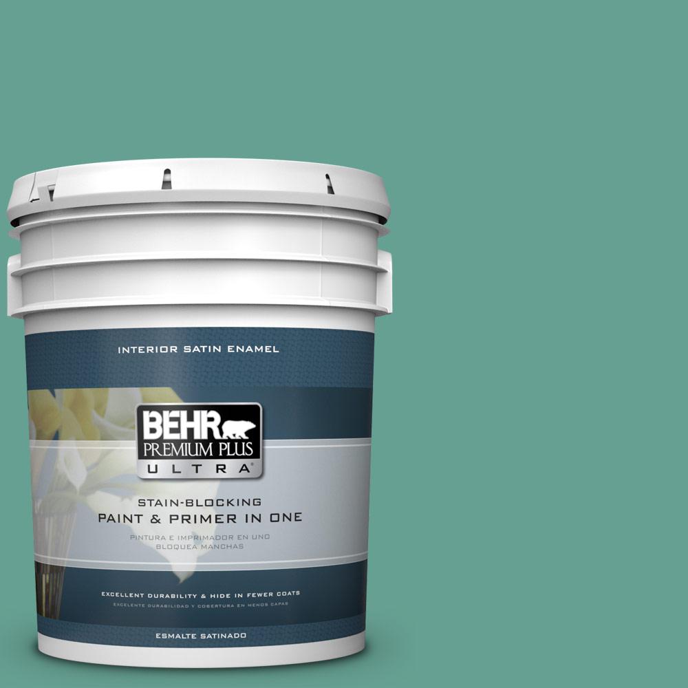 BEHR Premium Plus Ultra 5 gal. #T17-15 Jade Dragon Satin Enamel ...