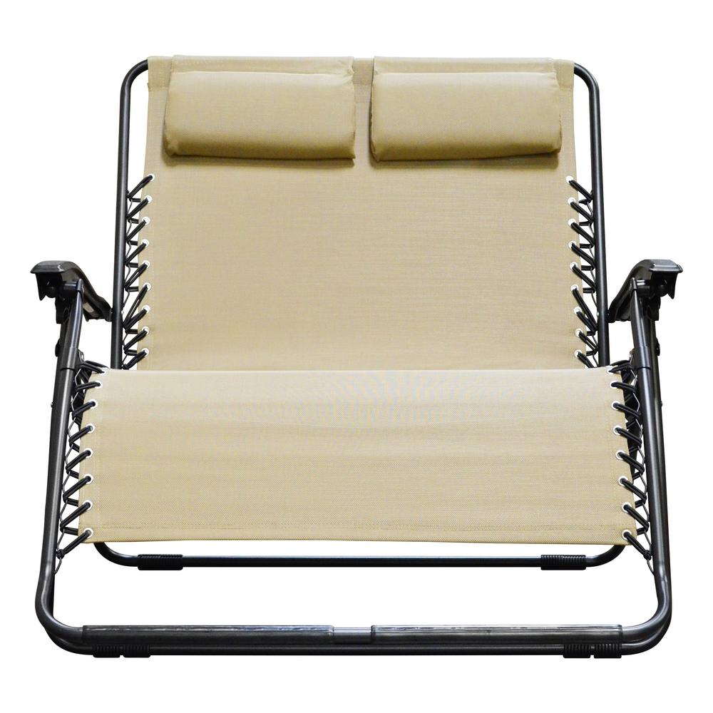 Caravan Sports Infinity Love Seat Beige Metal Textilene Reclining Patio Lawn Chair Zgl01151 The Home Depot