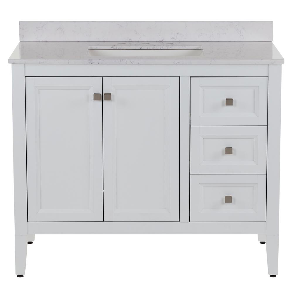 MOEN Darcy 43 in. W x 22 in. D Bath Vanity in White with Stone Effect