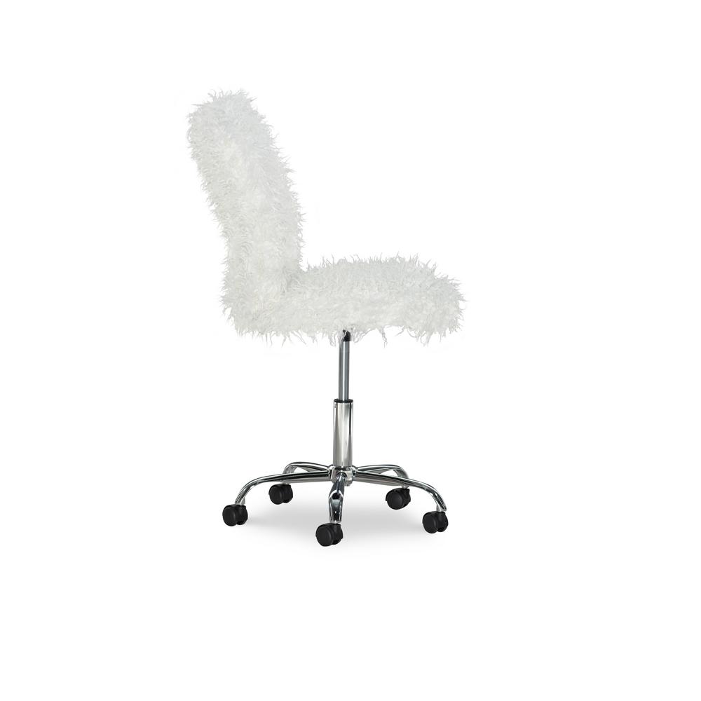 Linon Home Decor Faux Flokati White Armless Office Chair 558255chrm01 The Home Depot