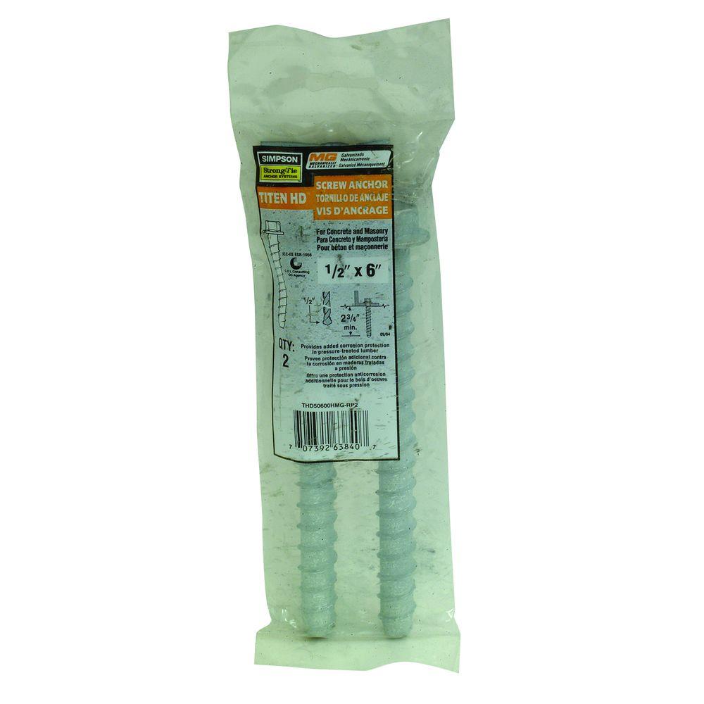 Specialty Bolts The Home Depot Mechanically Galvanized 1 2 In X 6 Titen Hd Heavy Duty