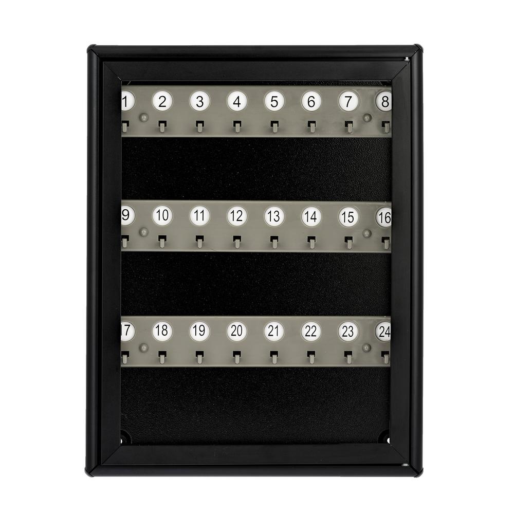 Combination 20 Key Cabinet Lockable Key Safe Storage Box Wall Mounted Metal with Key Tags Black 