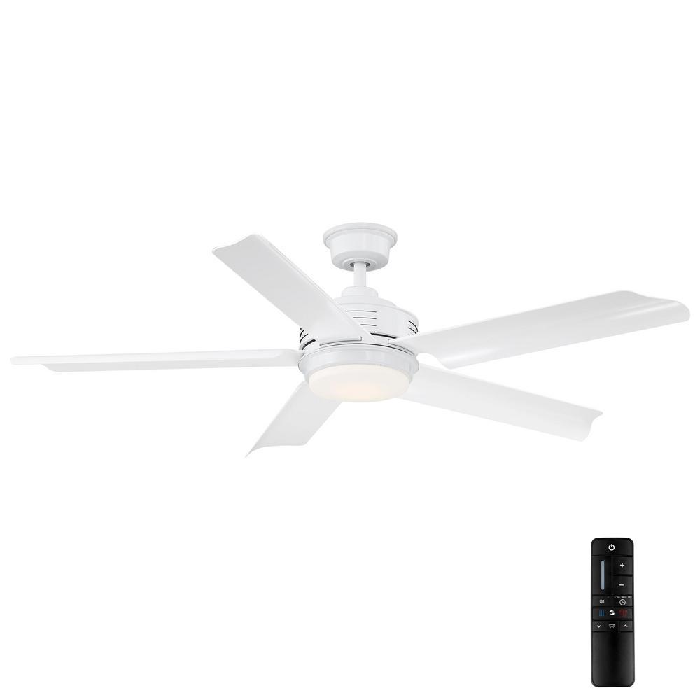 Home Decorators Collection Hansfield 56 In Led Outdoor White Ceiling Fan With Remote Control