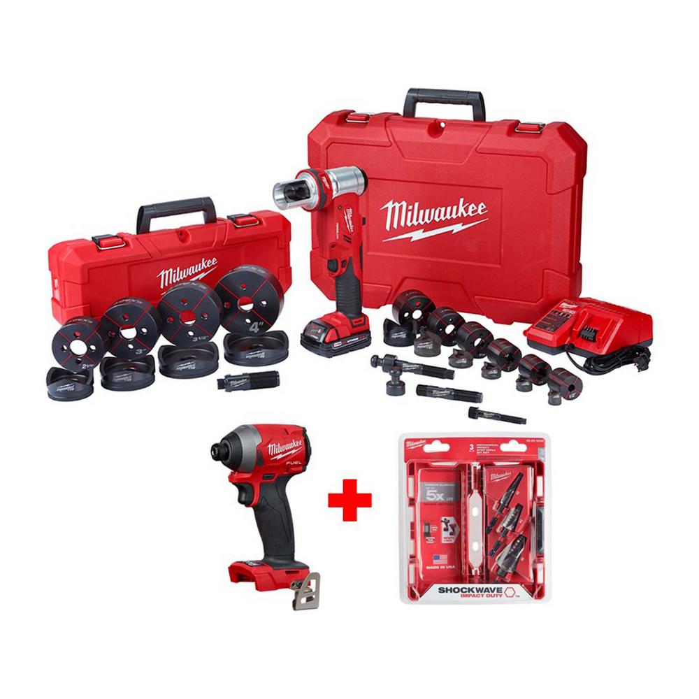 2677 2853 milwaukee m18 volt ion knockout lithium logic cordless bits ton impact driver force tool step kit