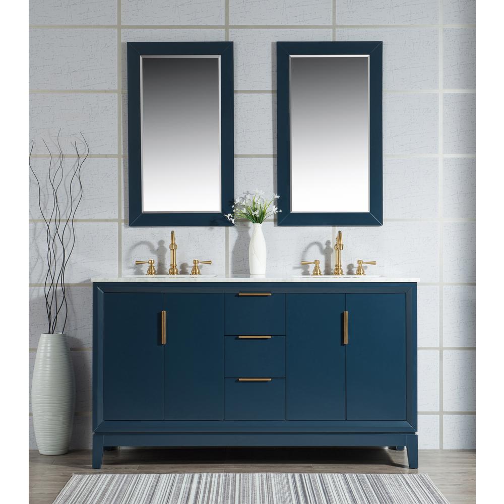 Water Creation Elizabeth 60 In Monarch Blue With Carrara White Monarch Blue With Carrara White Marble Vanity Top Ceramics Basinirror