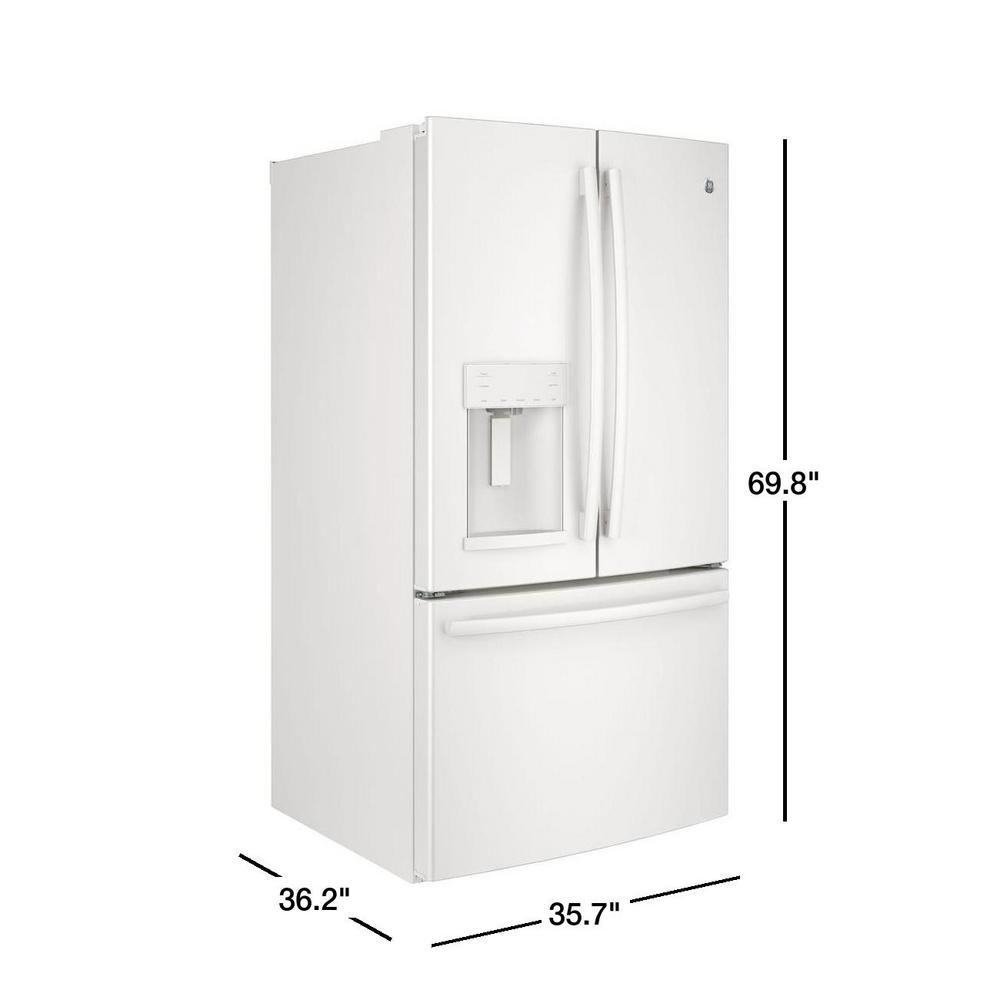 Ge 27 8 Cu Ft French Door Refrigerator In White Energy Star