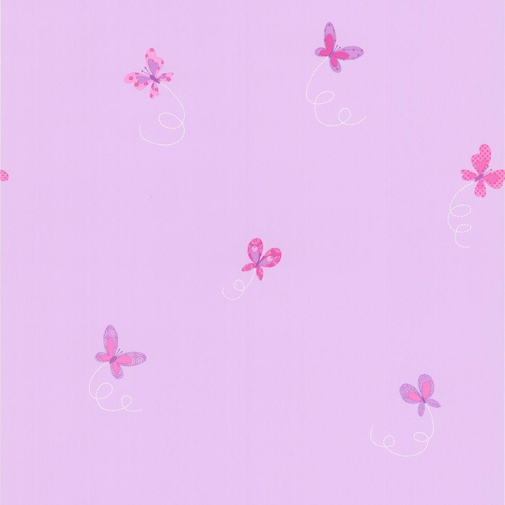 Kids World Flutter-By Purple Butterflies Wallpaper Sample-443-90534SAM