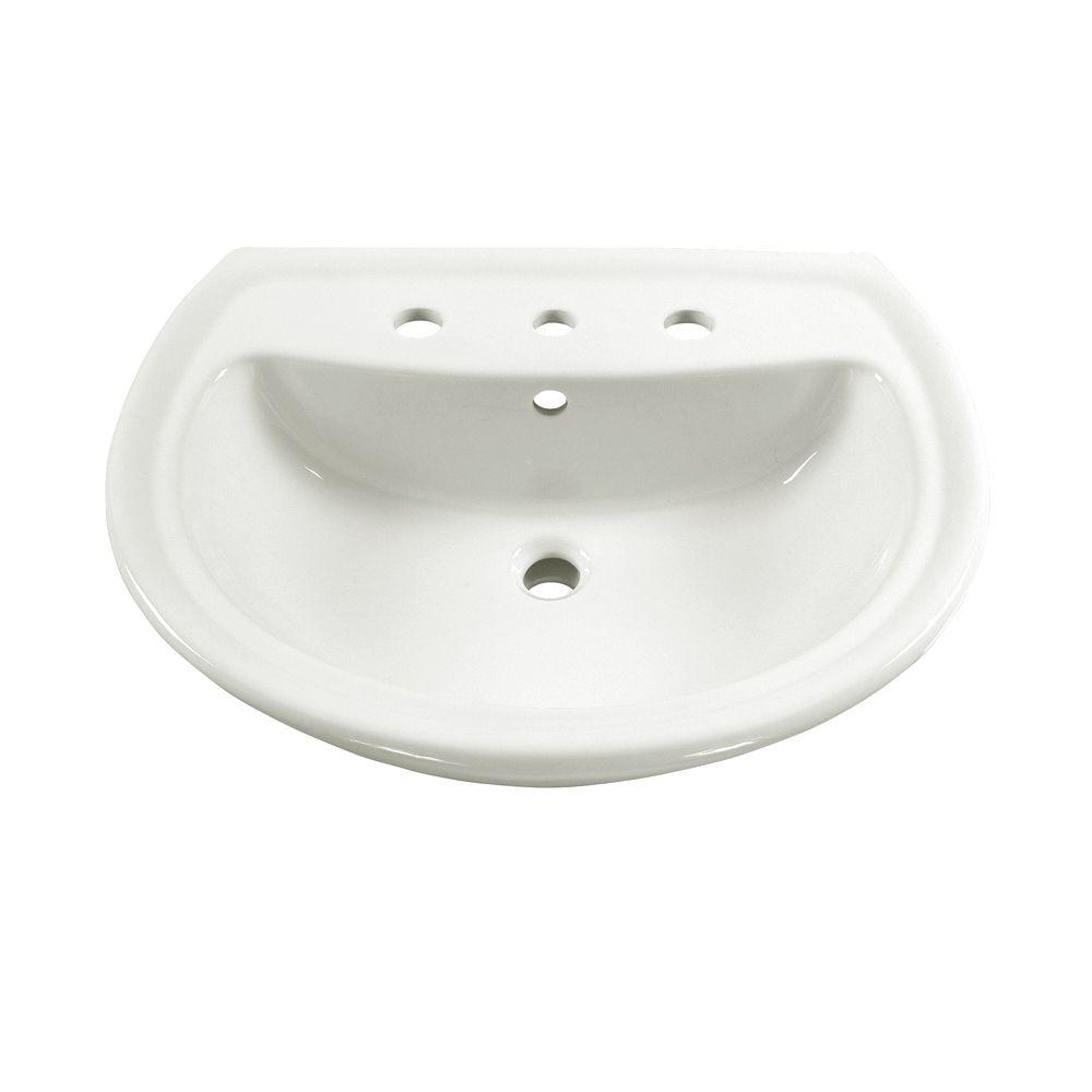 American Standard Cadet 6 In Pedestal Sink Basin With 8 In Faucet Centers In White