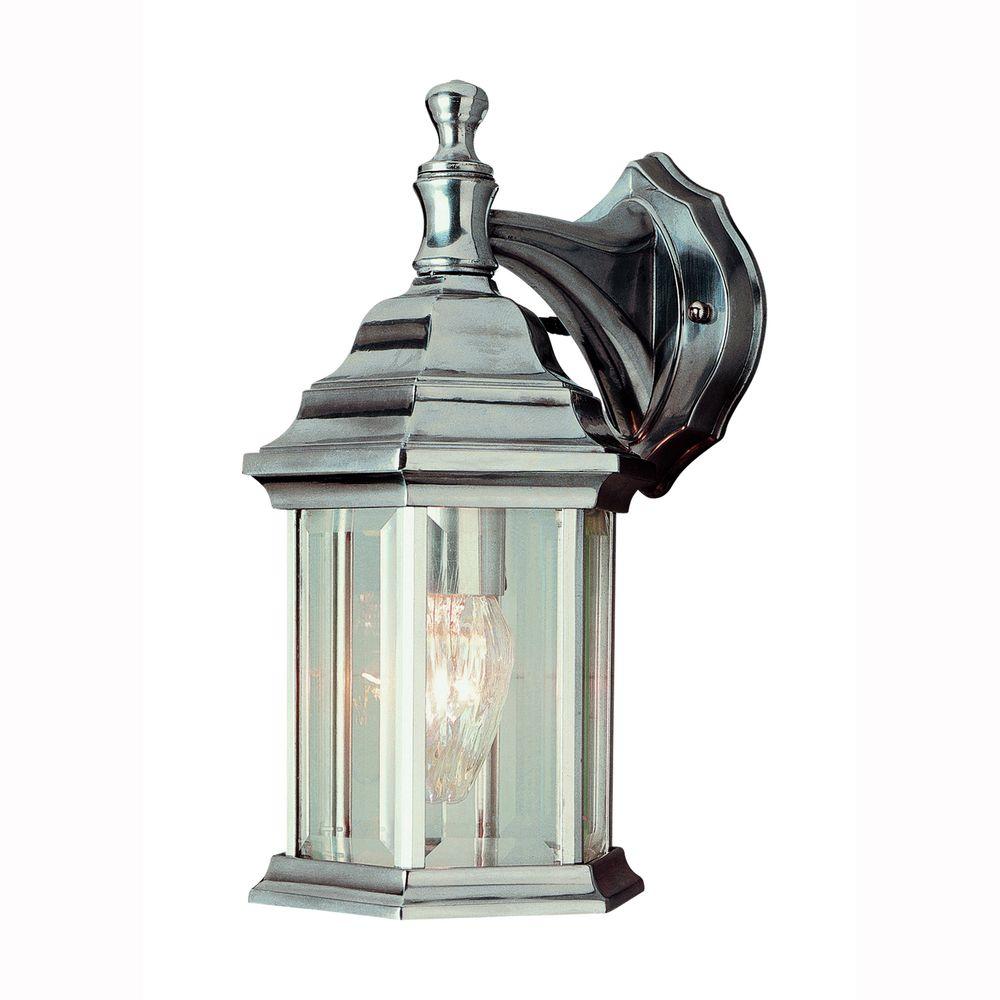 Bel Air Lighting Pentagon 1 Light Brushed Nickel Outdoor Coach Wall Lantern Sconce With Clear Glass
