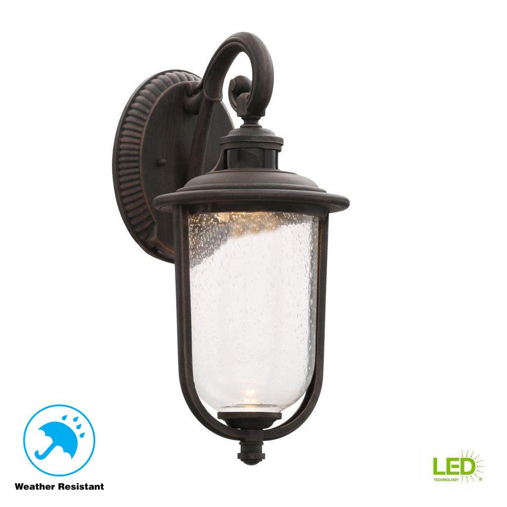 Dusk To Dawn Hampton Bay Outdoor Wall Lighting Perdido Rust Outdoor Led Motion Sensor Wall