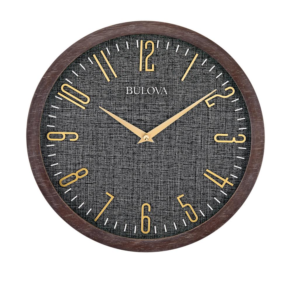 Bulova Understated Modern 13 in. Wall Clock in Espresso Hardwood Case