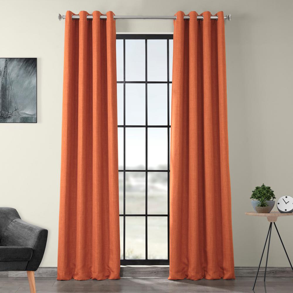 Exclusive Fabrics Furnishings Desert Orange Faux Linen Grommet