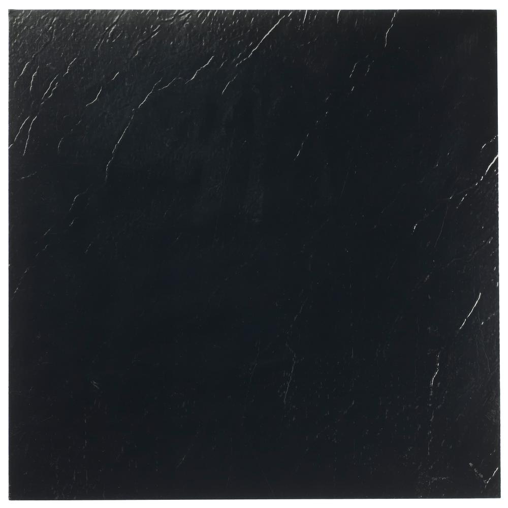 Achim Sterling Black Solid 12 in. x 12 in. Peel and Stick Vinyl Tile