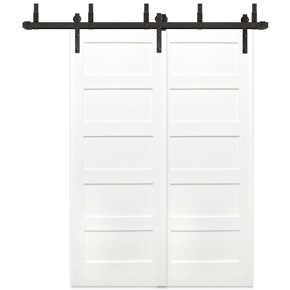 5 Panel Wood Barn Doors Interior Closet Doors The Home Depot