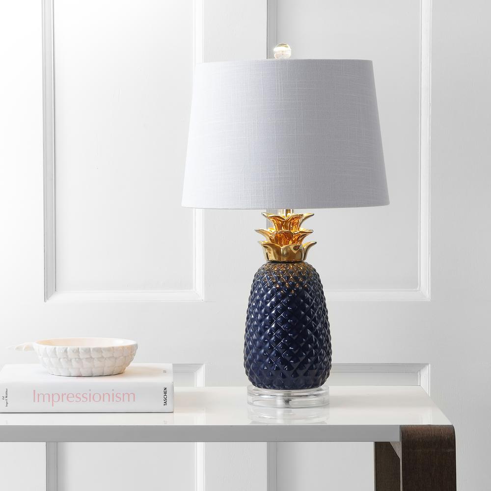 Jonathan Y Pineapple 23 In Navy Gold Ceramic Table Lamp Jyl4019a The Home Depot