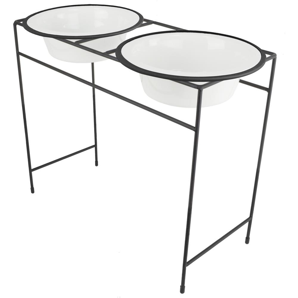 Platinum Pets 10 Cup Modern Double Diner Feeder with Dog Bowls, Pearl White by Platinum Pets