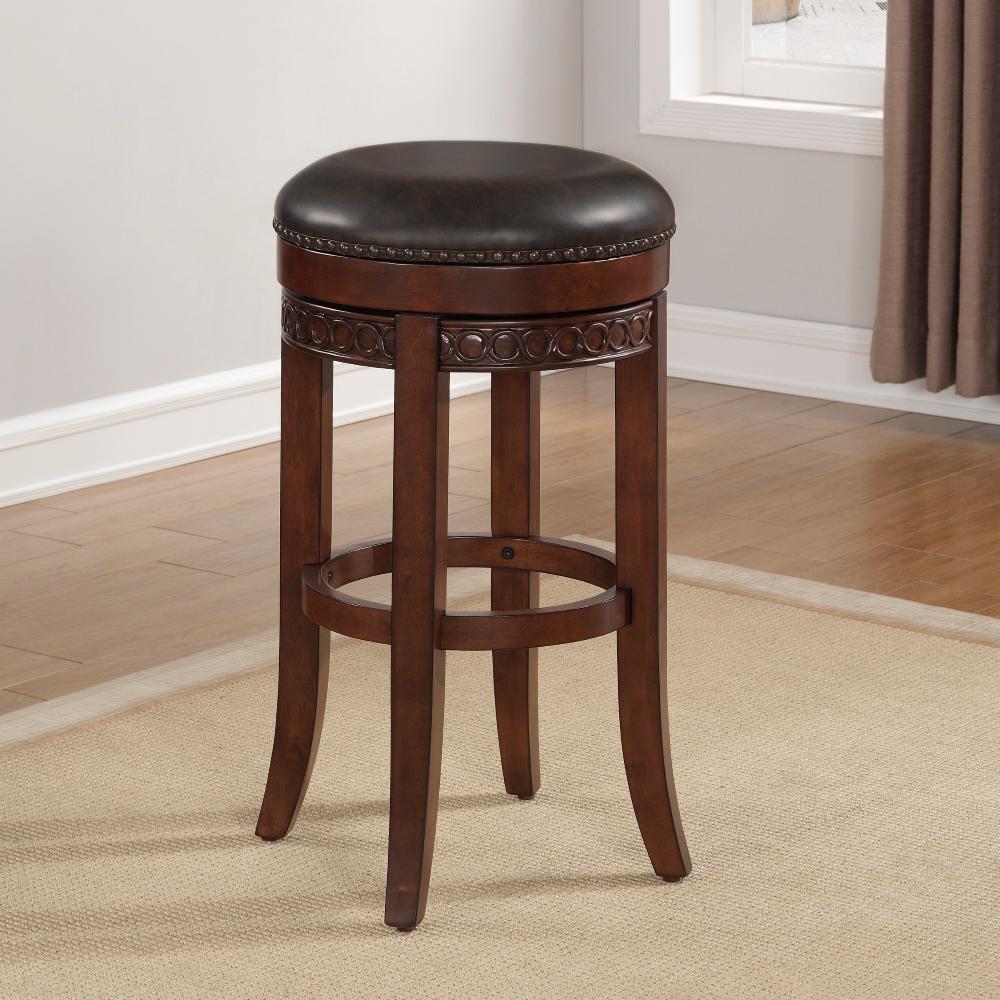 American Woodcrafters Conrad 34 In Cherry Backless Swivel Tall Bar Cherry Backless Swivel Counter Stool