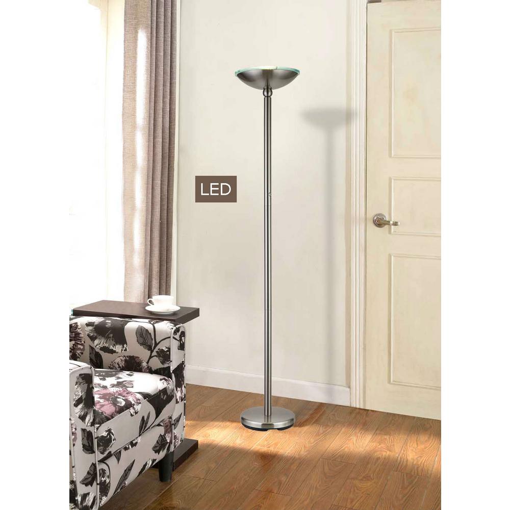 Artiva Saturn 71 In Brushed Steel Led Torchiere Floor Lamp With Dimmer Led9485fsn The Home Depot Brushed Steel Led Torchiere Floor Lamp