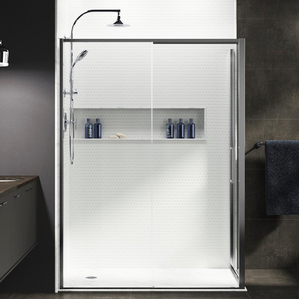 Kohler Levity 82 In H X 44 625 In To 47 625 In W Frameless Bypass Sliding Bright Polished Silver Shower Door Clear Glass In The Shower Doors Department At Lowes Com