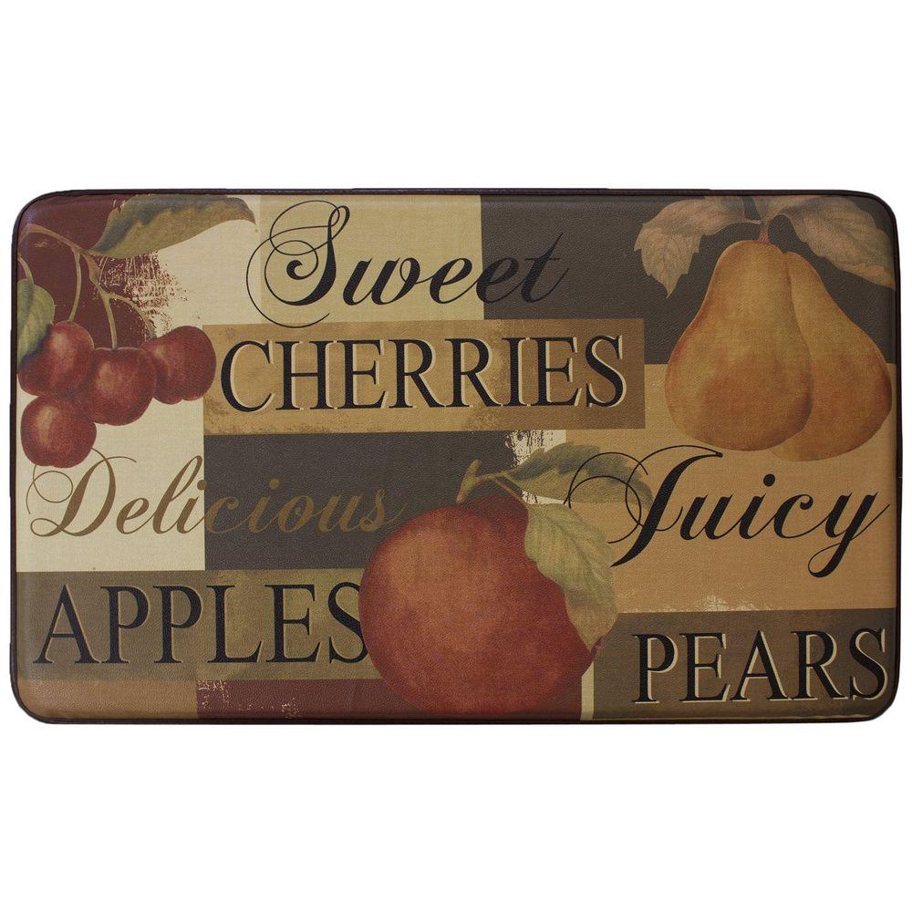 Chef Gear Scrumptious Fruit 18 In X 30 Faux Leather Comfort Chef Gear Scrumptious Fruit 18 In X 30 Faux Leather Comfort Kitchen Mat Ymk002294 The Home Depot