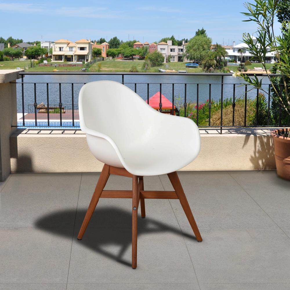 Ia Carilo Deluxe White Dark Legs Wood Outdoor Dining Chair 4 Ia Carilo Deluxe White Dark Legs Wood Outdoor Dining Chair 4 Pack