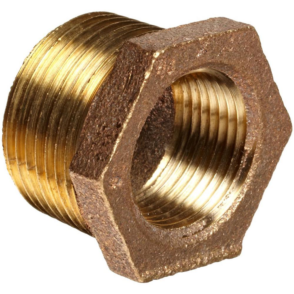 BRASS HEX BUSHING REDUCING NPT THREADS PIPE FITTING 3/4 MALE X 1/2 FEMALE 