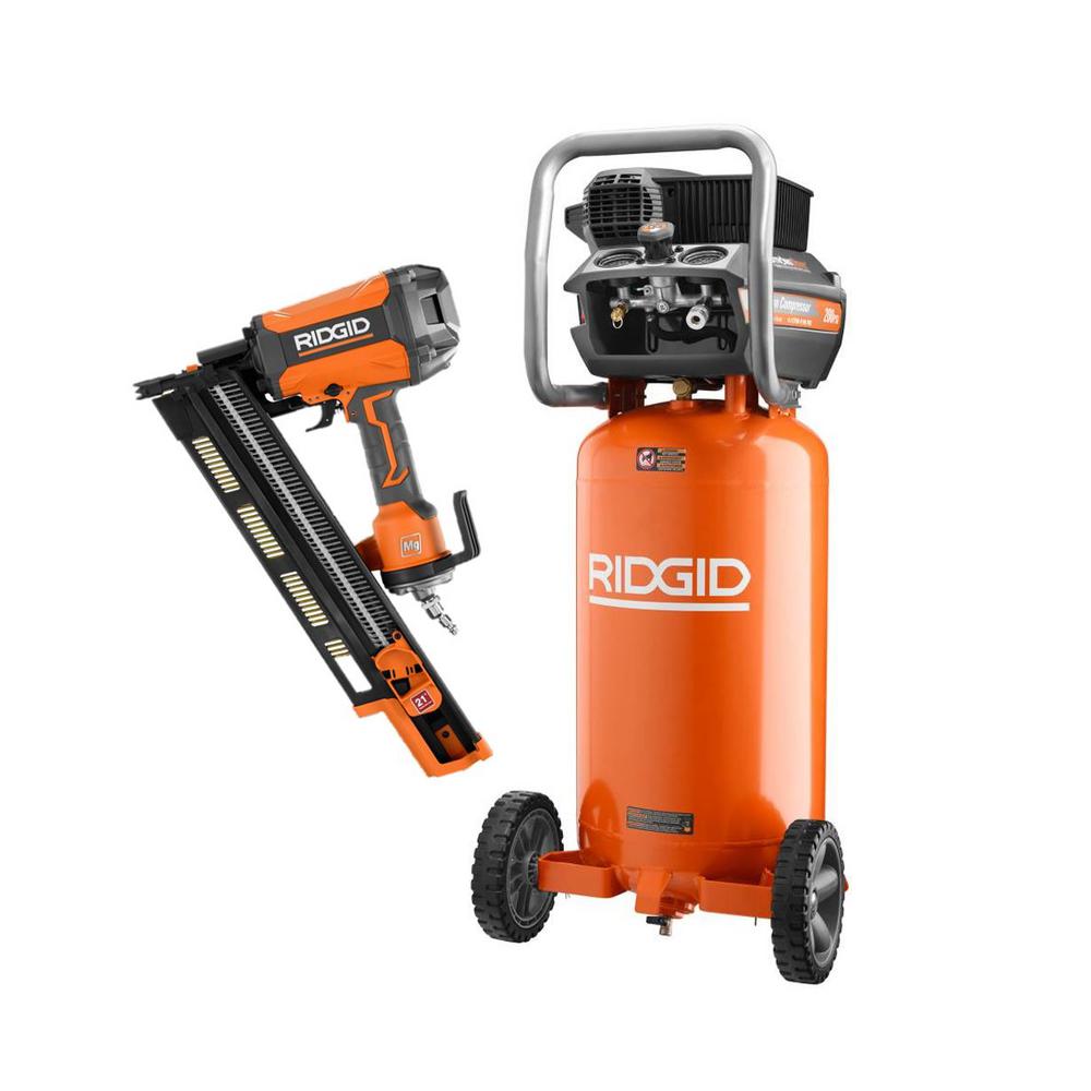RIDGID Air Compressor Portable Electric W Round Head Framing Nailer