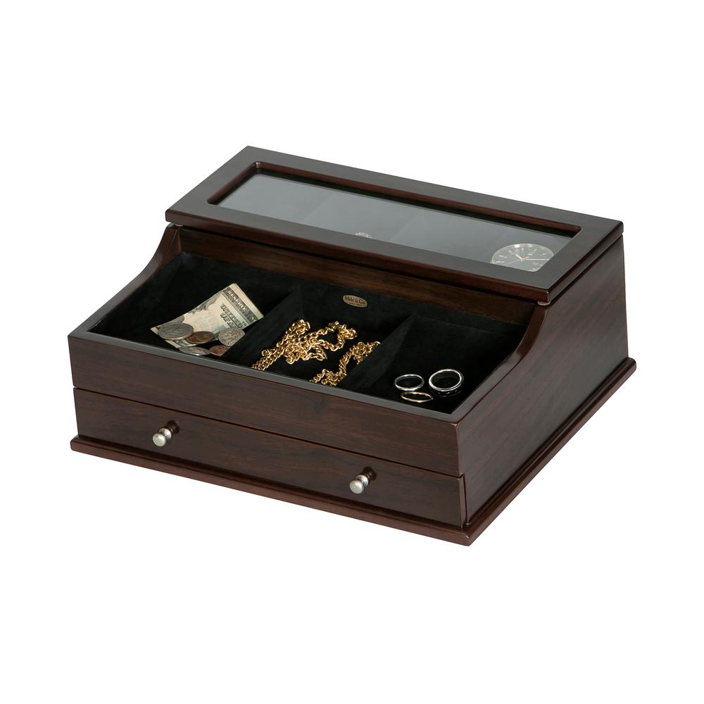 Mele Co Linden Pewter Faux Leather Jewelry Box 0063260 The Home Hampden Mahogany Finish Wooden Valet Box