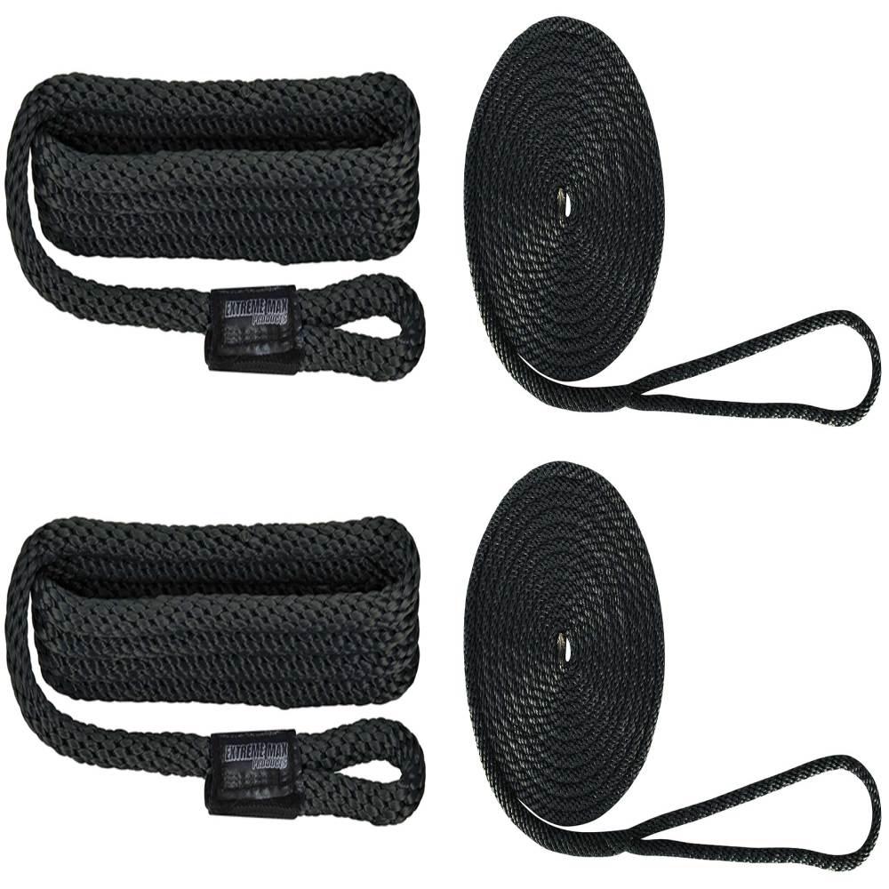 Extreme Max BoatTector Premium Solid Braid MFP Dockside Rope Value Pack 3/8", Black3006.2681