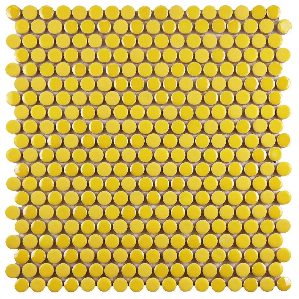 Merola Tile Galaxy Penny Round Yellow 11 1 4 In X 3 9 Mm Merola Tile Galaxy Penny Round Yellow 11 1 4 In X