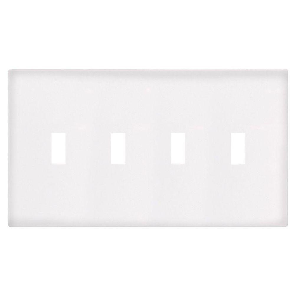 Eaton 4Gang Screwless Toggle Wall Plate WhitePJS4W The Home Depot