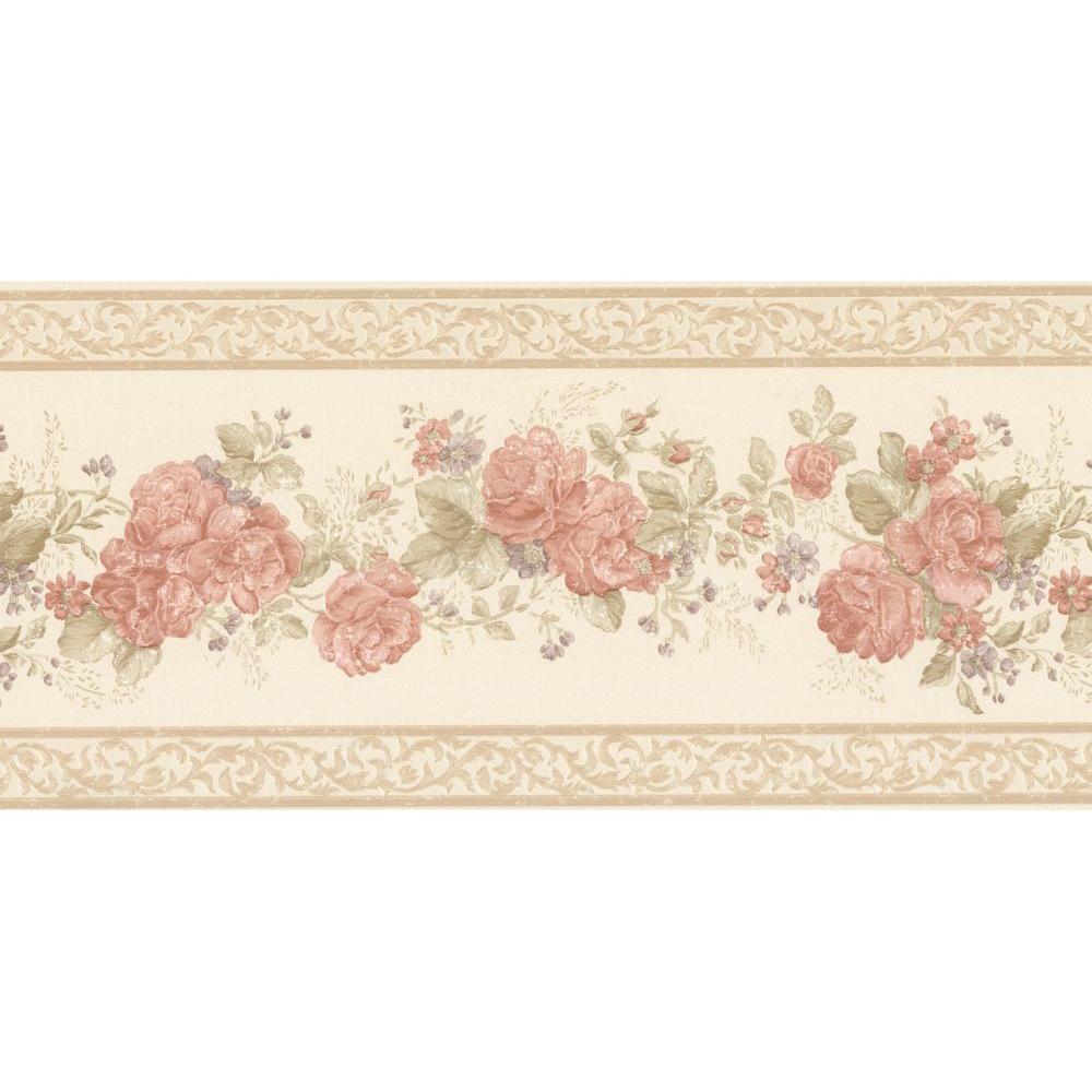 Mirage Tiff Peach Satin Floral Wallpaper Border992B07566 The Home Depot