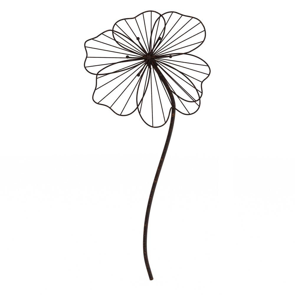 Lavish Home Rustic Metal Wire Stemmed Flower Wall Art In Distressed Brown Lavish Home Rustic Metal Wire Stemmed Flower Wall Art In Distressed Brown