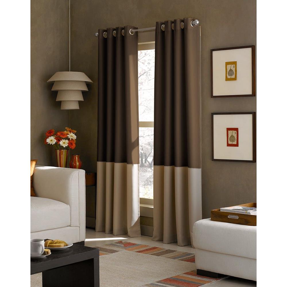 Curtainworks Sheer Kendall Chocolate Polyester Gabardine Color Block Grommet Curtain 1 Panel Price Varies By Size