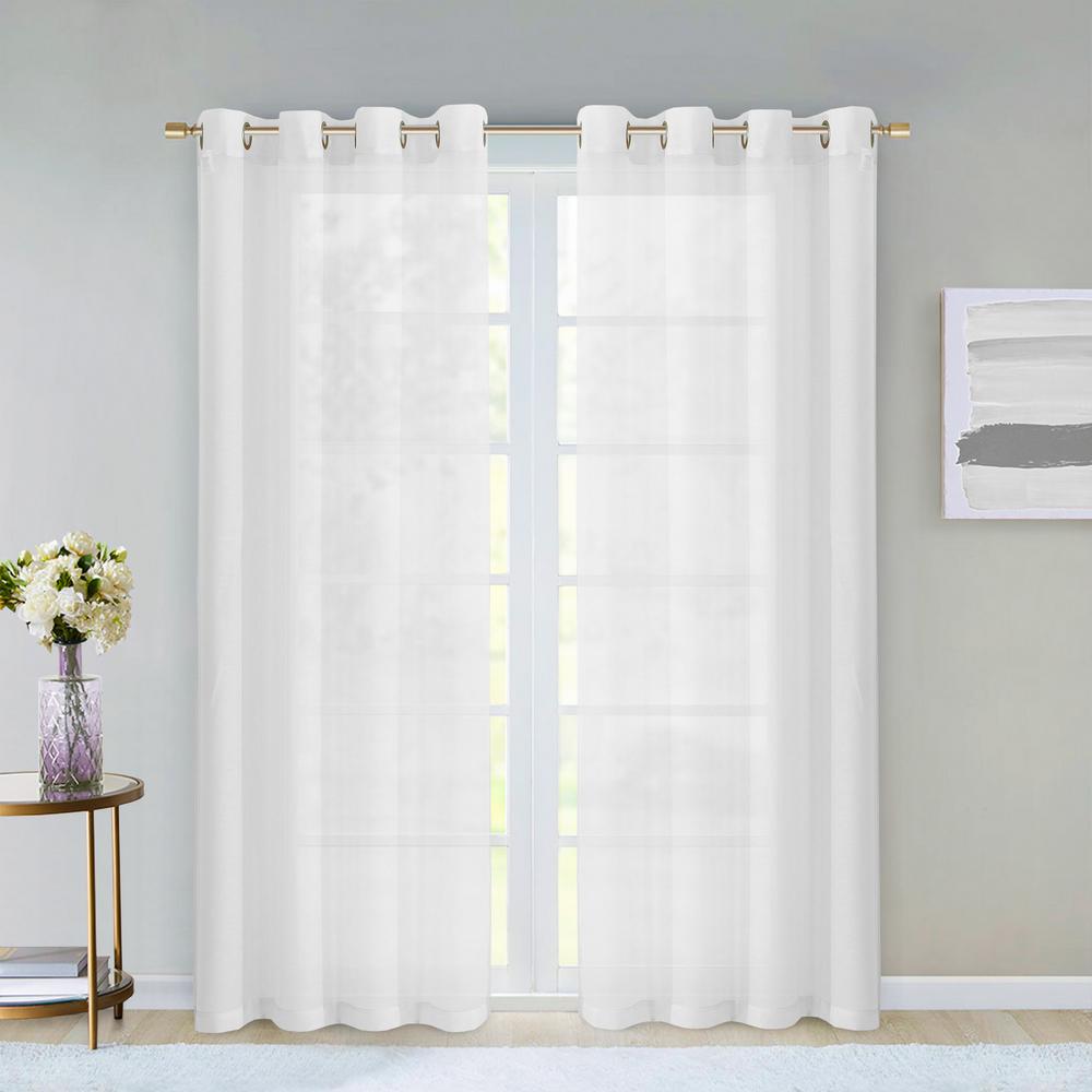 Malibu 55 In W X 84 L Semi Sheer Window Panel Pair White 2 Pack