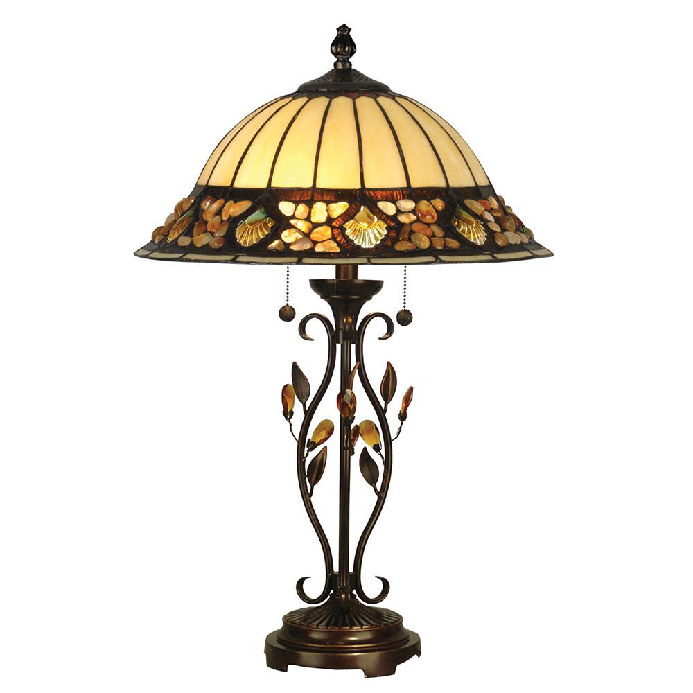 Dale 27 In Antique Golden Sand Pebblestone Table Lamp With Antique Golden Sand Pebblestone Table Lamp With Art Glass Shade