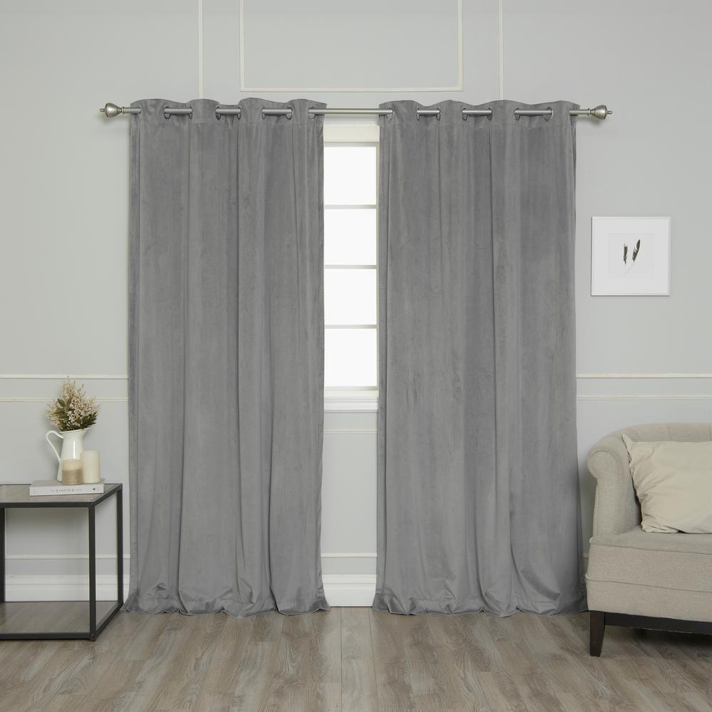 Best Home Fashion Grey 96 In L Room Darkening Luster Velvet