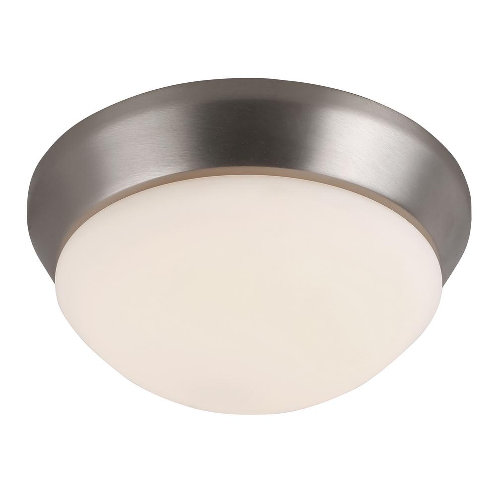 1 Light Integrated Led Flush Mount Ceiling Light In Brushed Nickel