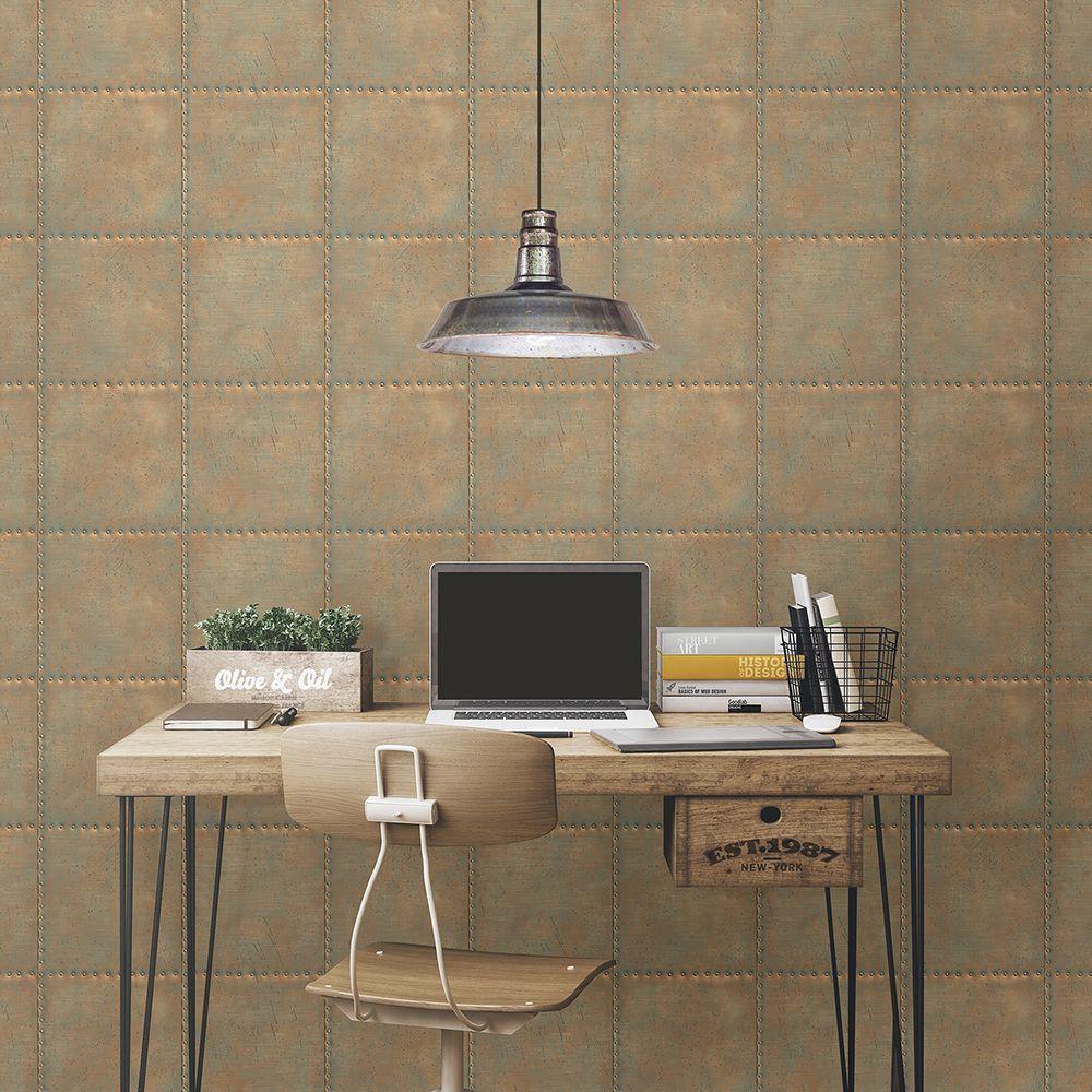 Brewster Turquoise Sheet Metal Rivets Wallpaper Sample by Brewster