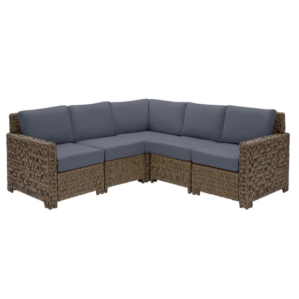 Hampton Bay Laa Point 5 Piece Brown Wicker Outdoor Patio Sectional Sofa Set With Cushionguard Sky Blue Cushions H100 01196400 The Home Depot - 5 Piece Sectional Sofa Outdoor Hampton Bay Laa Point 5 Piece Brown Wicker Outdoor Patio Sectional Sofa Set With Cushionguard Sky Blue Cushions H100 01196400 The Home Depot - 5 Piece Sectional Sofa Outdoor