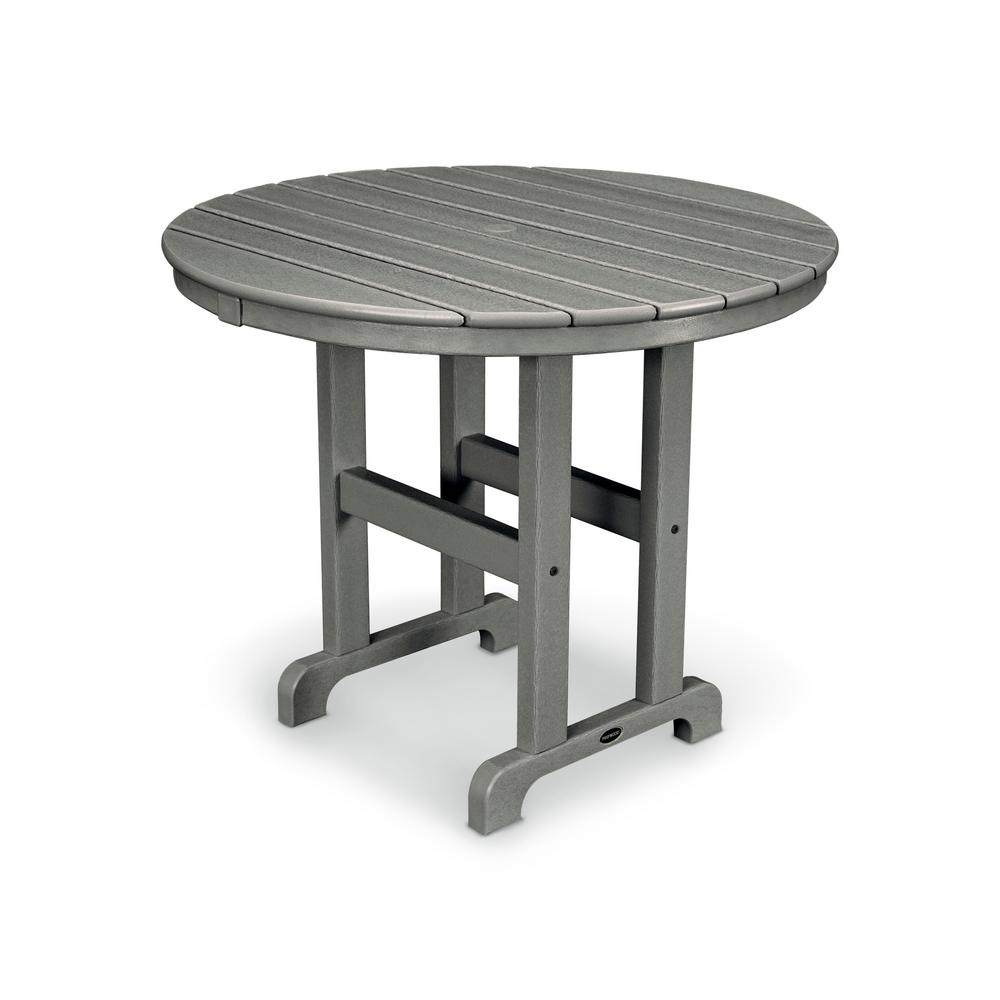 Patio Dining Tables The Home Depot La Casa Cafe 36 In Slate Grey Round Plastic Outdoor Patio Dining Table