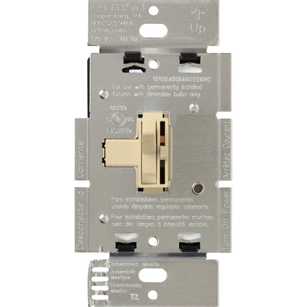 Lutron Toggler 600-Watt 3-Way Dimmer with Night Light, Ivory