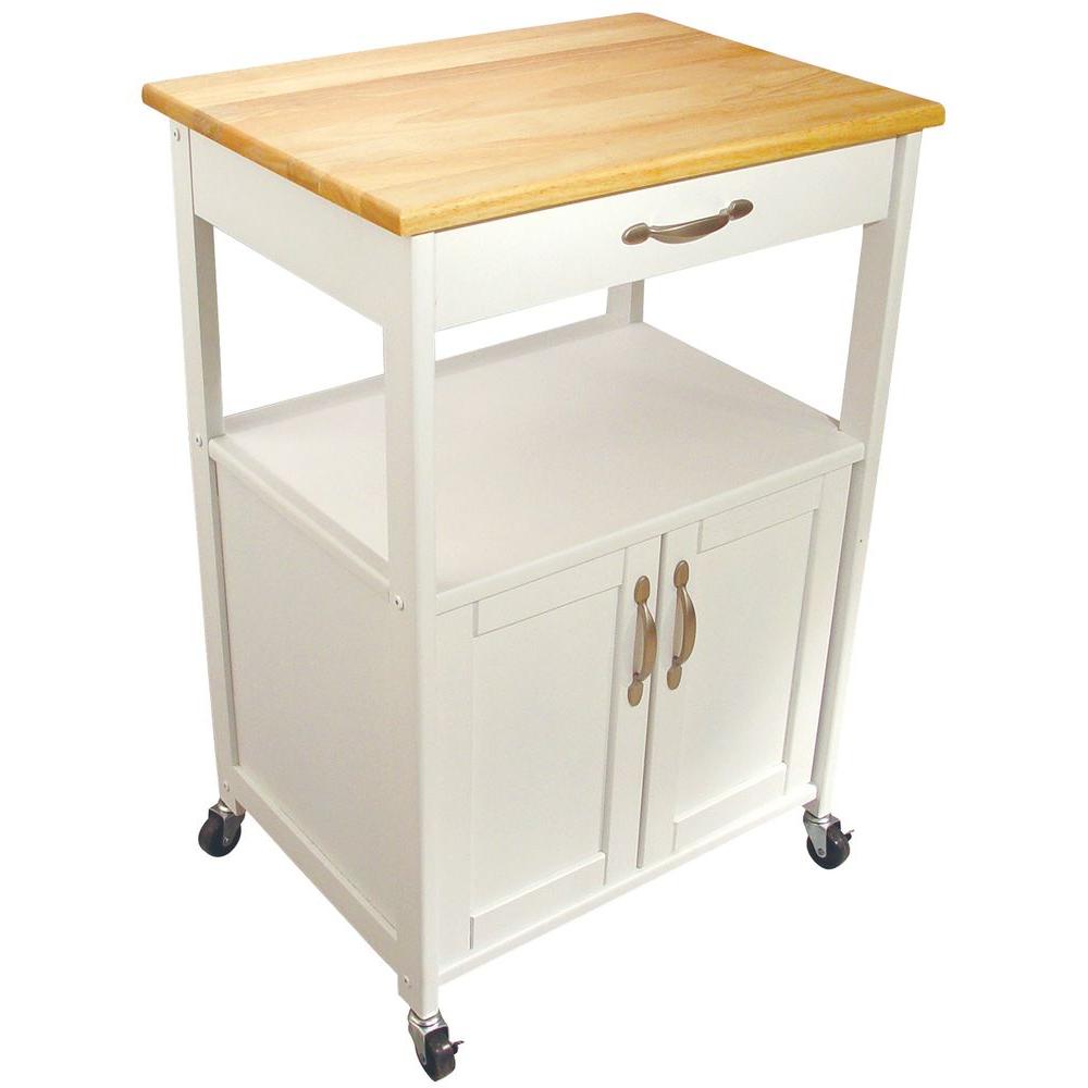 Catskill Craftsmen Cottage White Kitchen Cart With Storage 80690