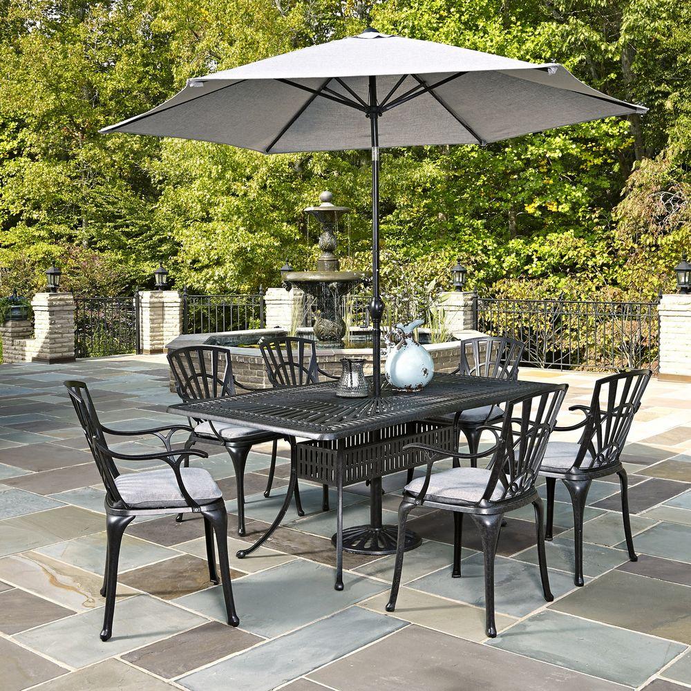 Homestyles Largo 7 Piece Outdoor Patio Dining Set With Umbrella