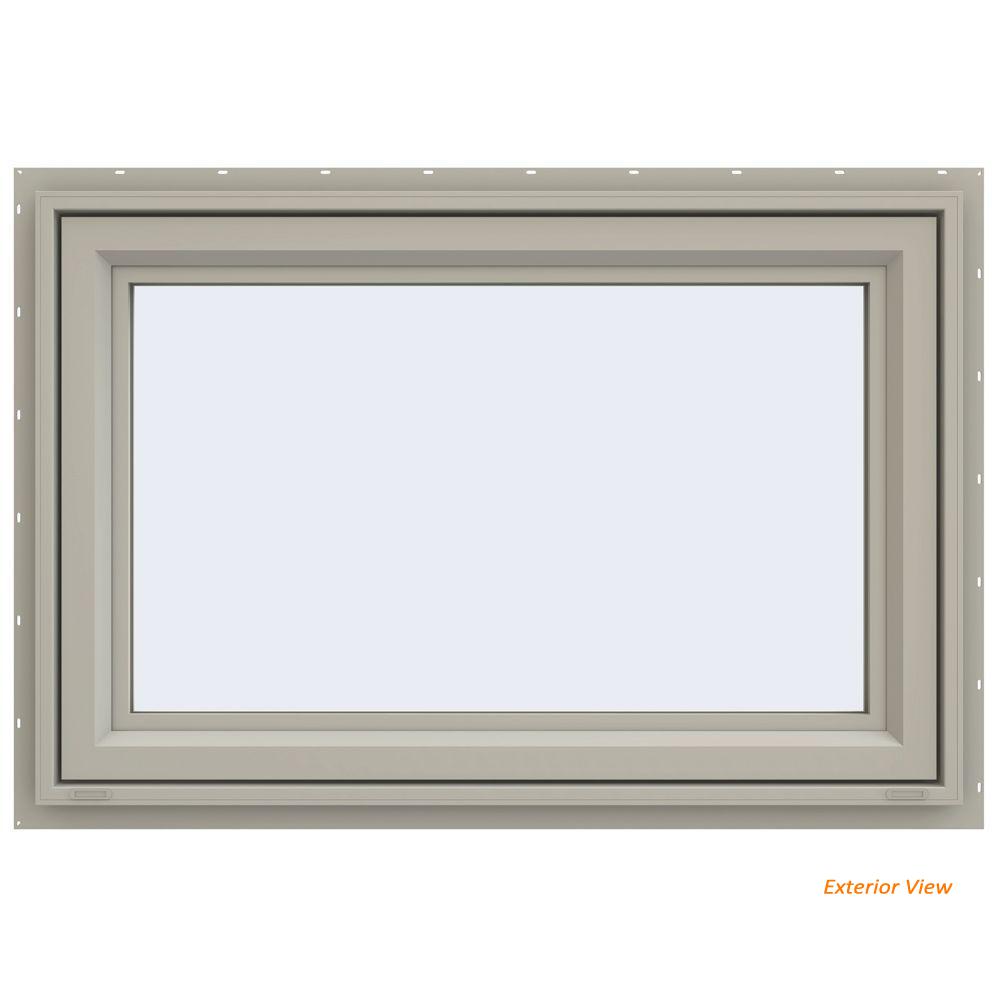 JELD-WEN 35.5 in. x 23.5 in. V-4500 Series Desert Sand Vinyl Awning ...