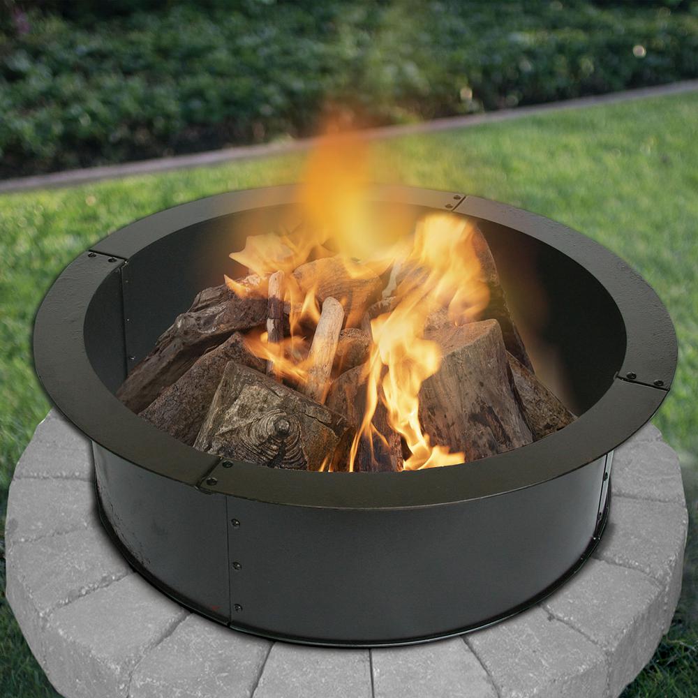 Blue Sky Outdoor Living Heavy Duty 36 In X 10 In Round Steel Wood Fire Pit Ring With 2 7 Mm Steel Fr3612 The Home Depot