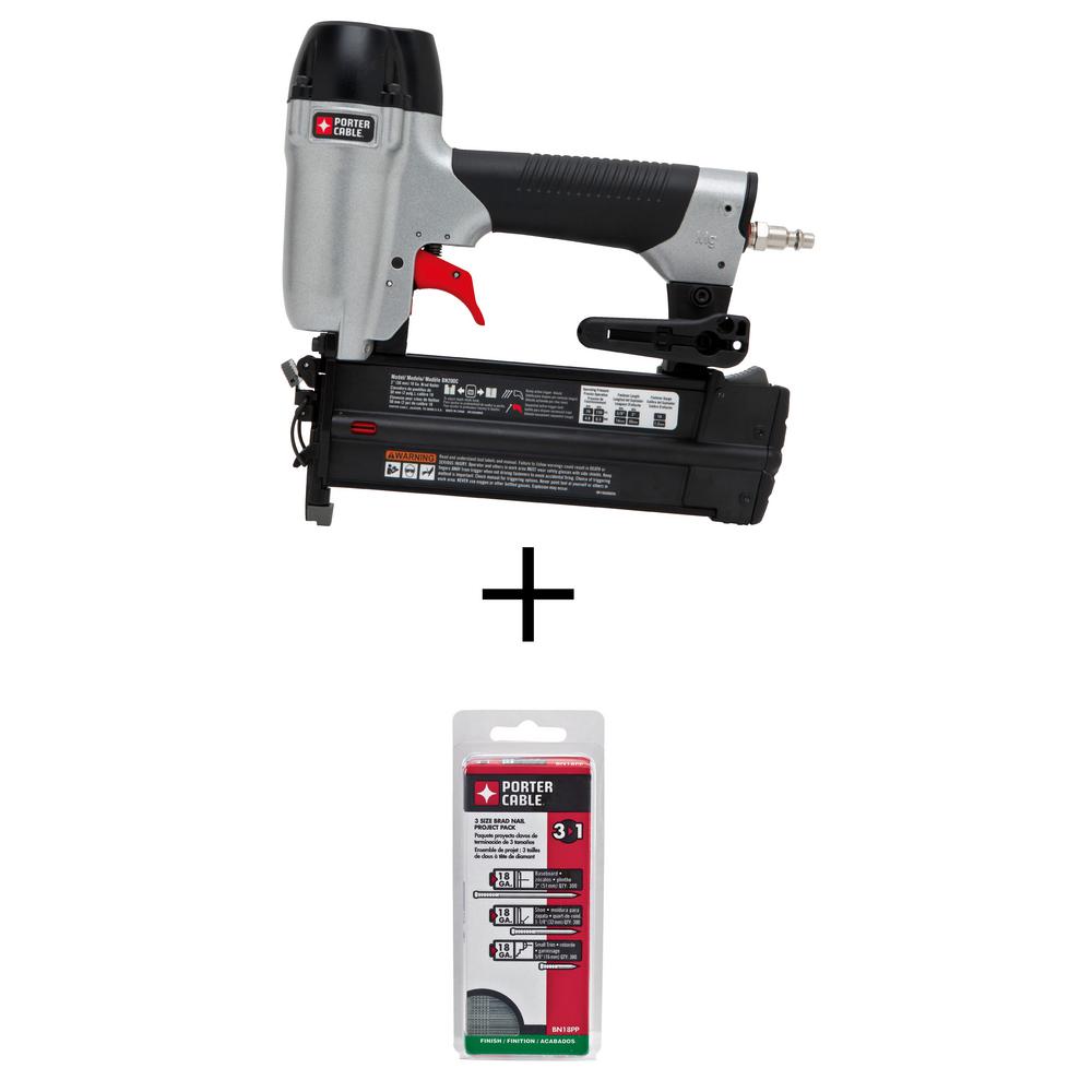Porter-Cable 18-Gauge Pneumatic Brad Nailer Kit with 18-Gauge Brad Nail Project (900 per Box)